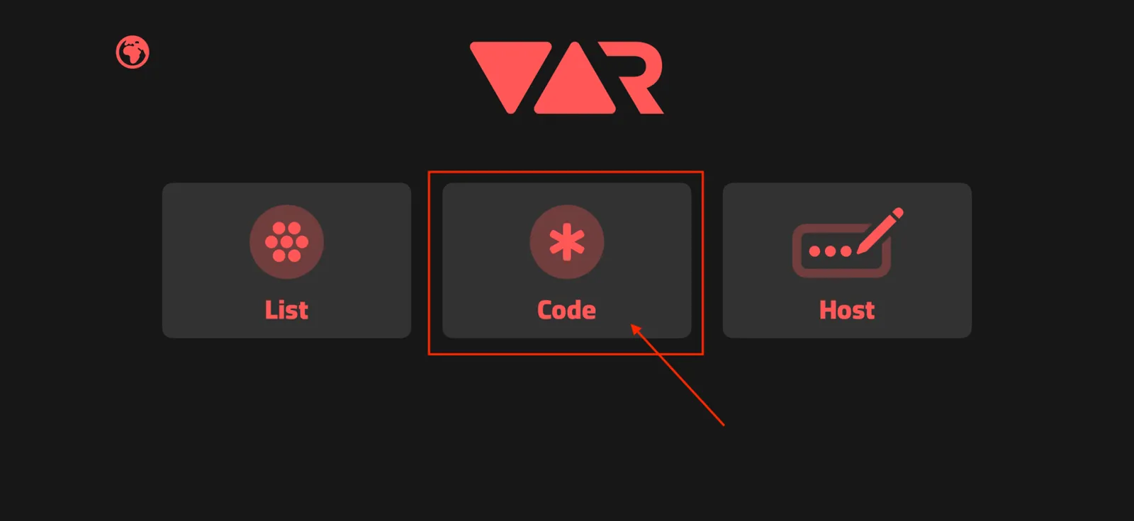 Step 1: Open the app and tap “Code”.